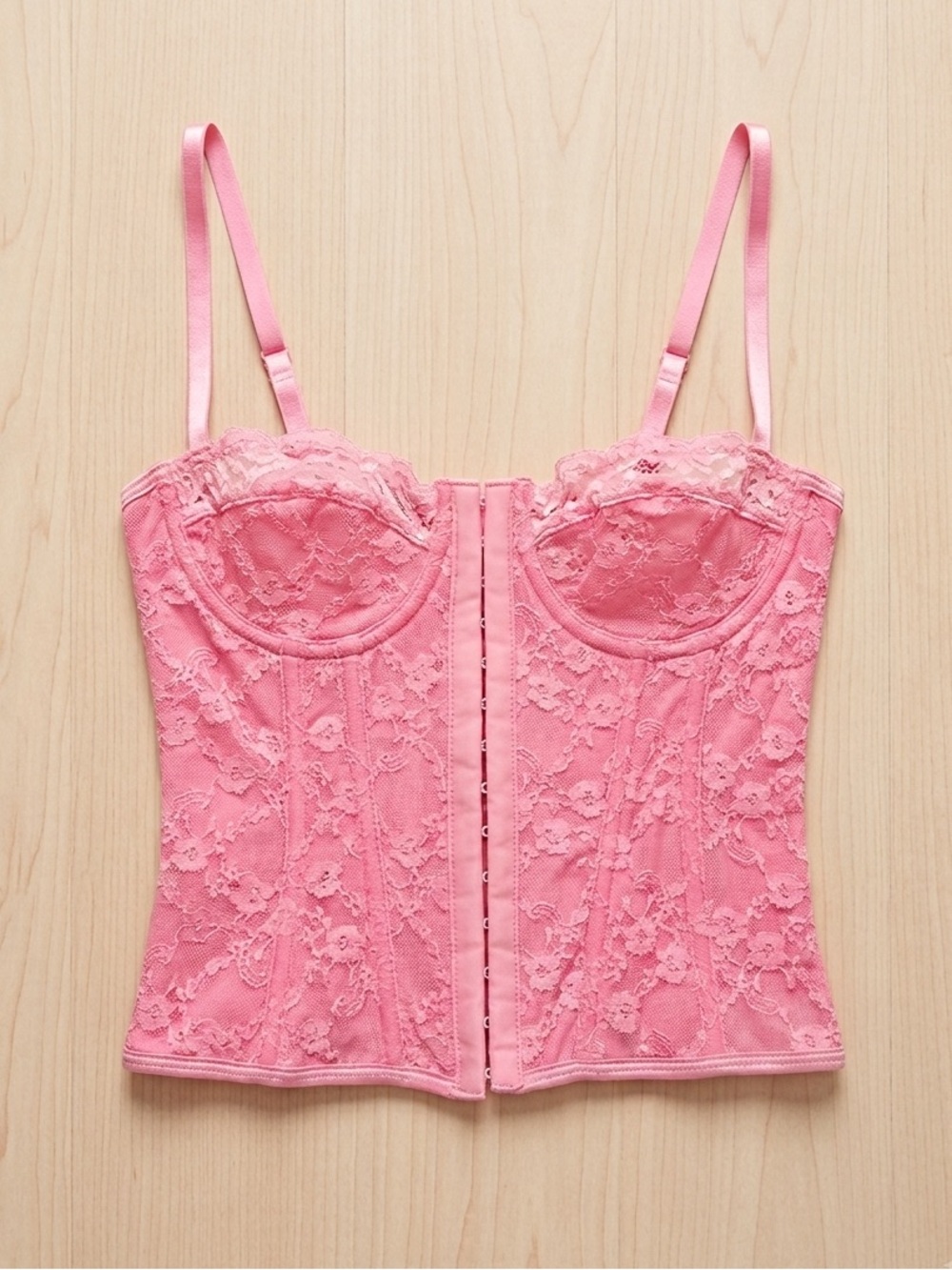 Pink Lace Bustier Corset Top